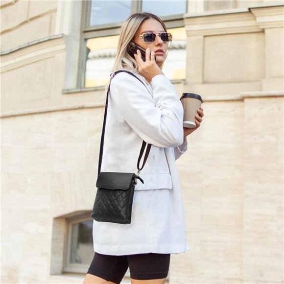 Womens Small Crossbody Bag Vegan Leather Phone Purse Mini Travel Shoulder Bag - Picture 2 of 7